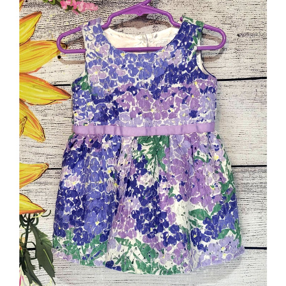 The Children's Place Other - Children's Place Purple Floral Print Lace Dress Size 12-18 months NWT